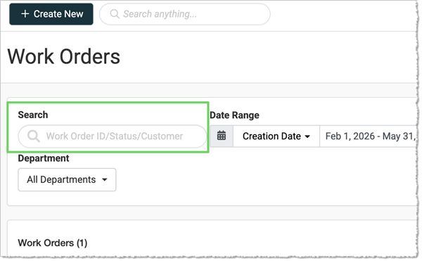 Work Order Search Improvement