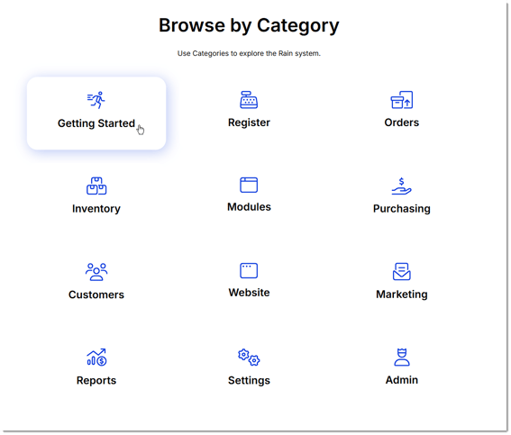 Image showing the categories of the Knowledge Base.